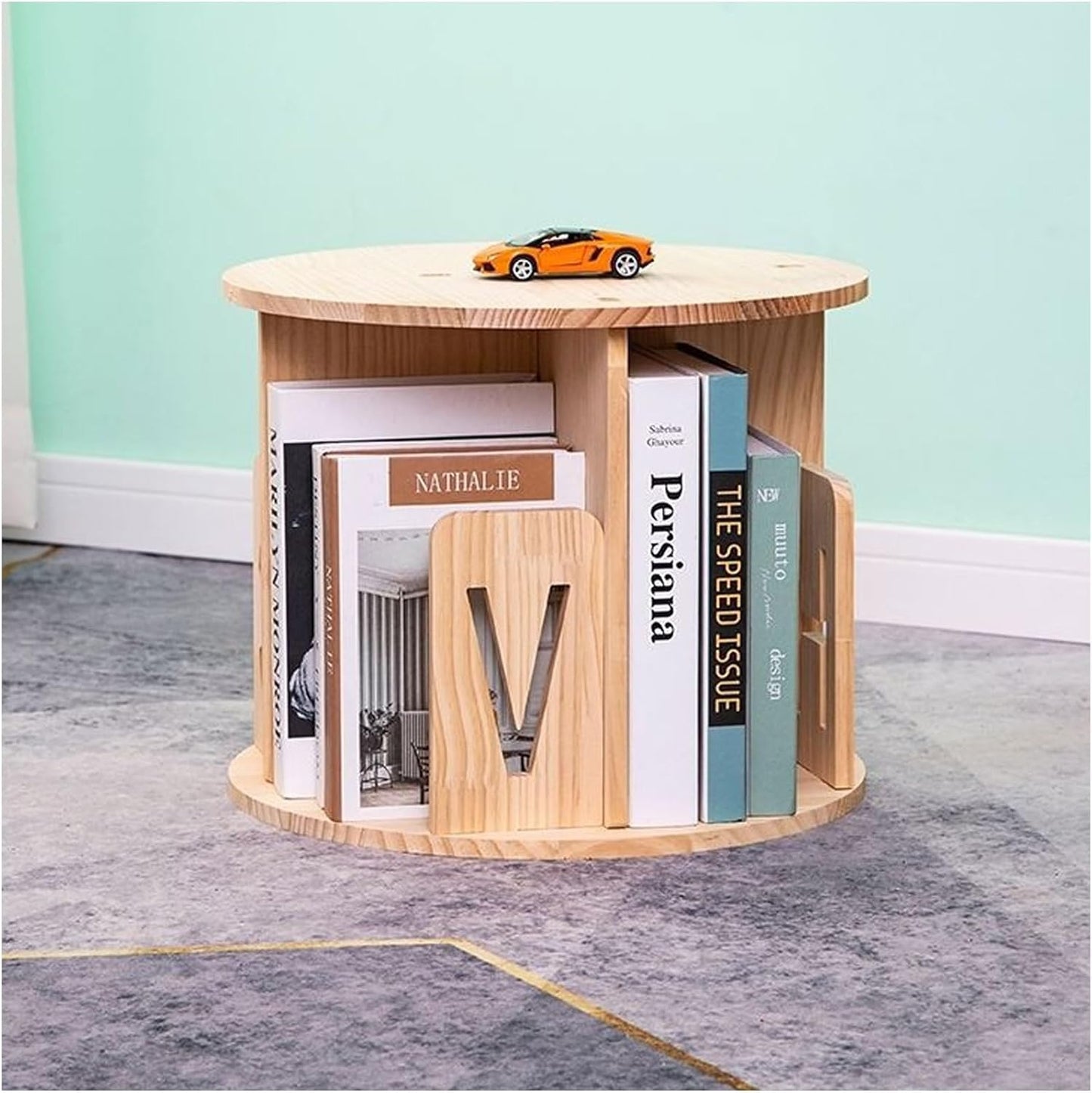 Rotating Bookshelf Tower - Wooden Spinning Bookcase for Home & Office, Multi-Layer Storage Display Rack, Stylish Organizer for Study & Living Room