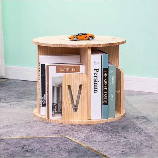 Rotating Bookshelf Tower - Wooden Spinning Bookcase for Home & Office, Multi-Layer Storage Display Rack, Stylish Organizer for Study & Living Room