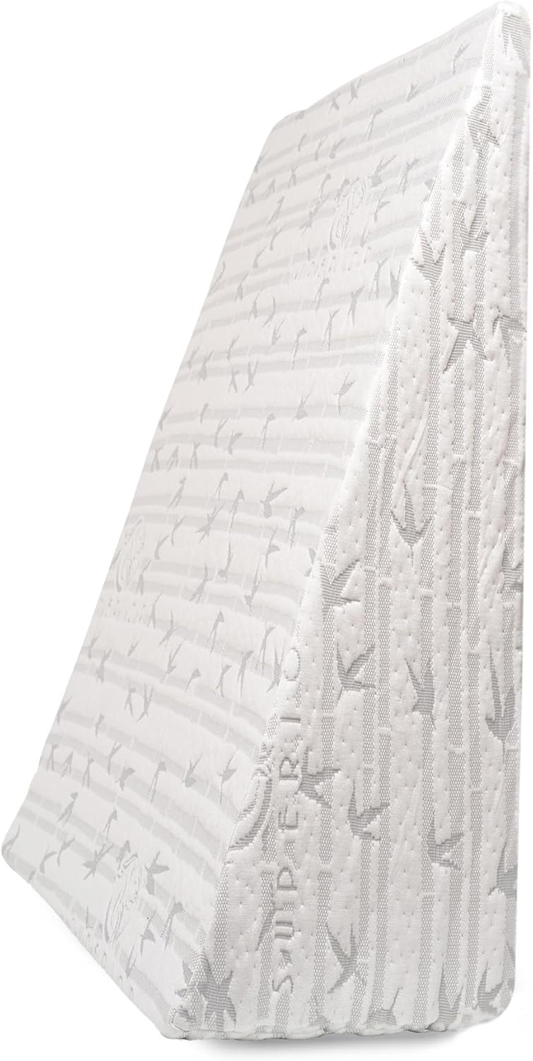 Superior Memory Foam Wedge Pillow, Body Pillow, Removable Cover, Extra Sleeping Support for Side, Back or Stomach Sleepers, Bedding Basics, Fluffy, Plush, Bedroom Decor, 24" x 24" x 12", White