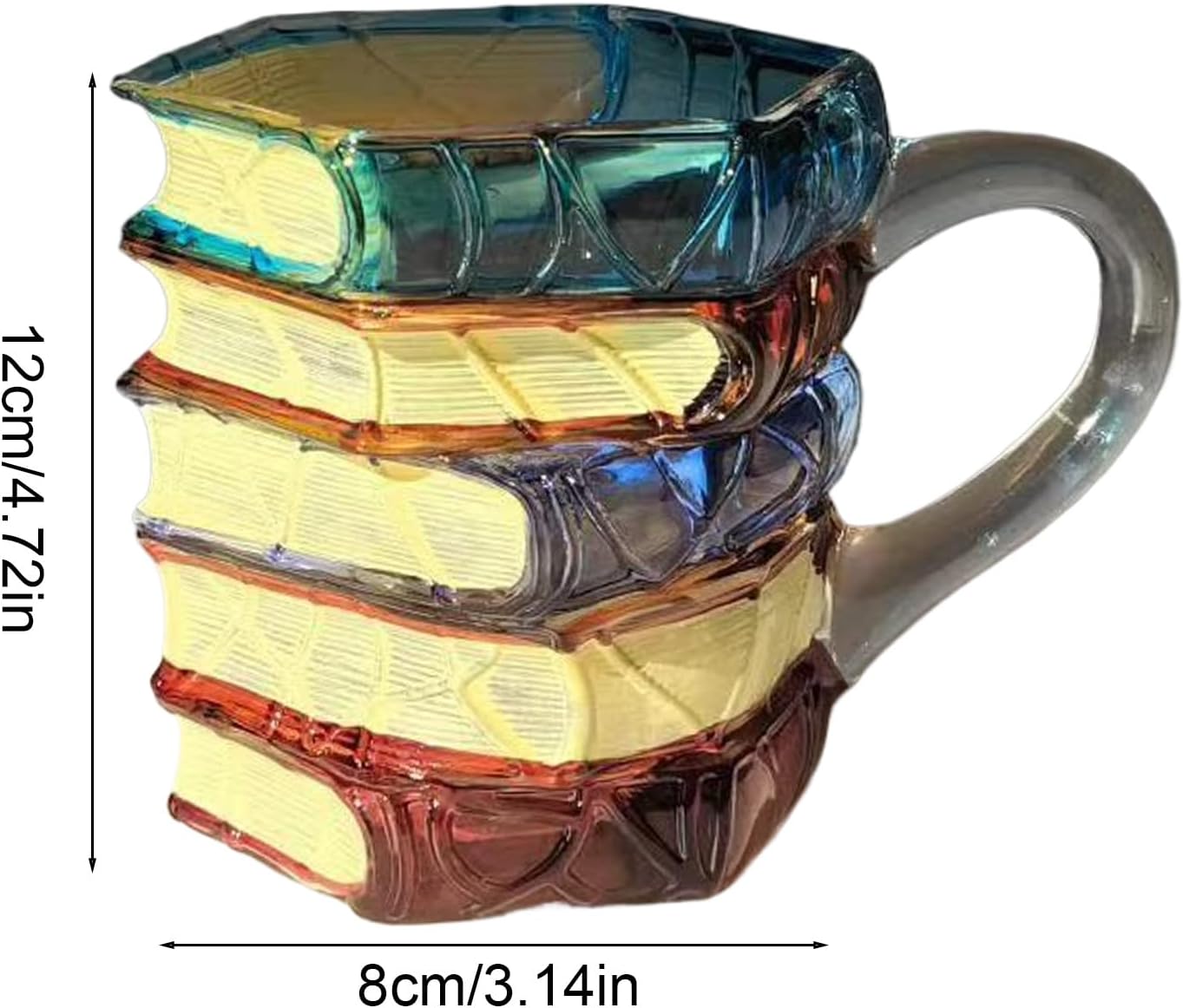 3d Book Mug - Glass Painted Novelty Drinkware For Coffee Tea Experience, Handcrafted Design With Eye Catching Book Shape,lover Cup For Women Readers Teacher Home