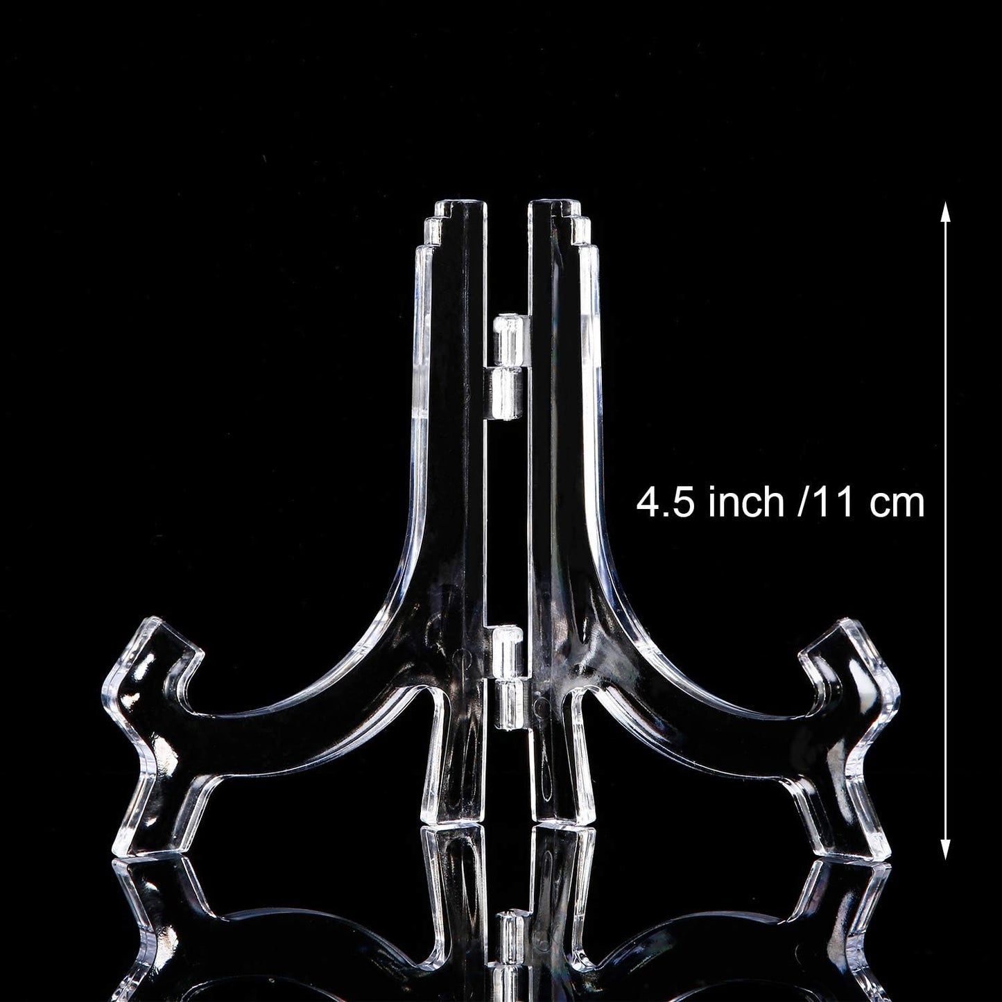 HESTYA 8 Pcs Clear Acrylic Easels Plate Stands Holders to Display Pictures or Other Items for Display Decoration (4.5 Inch)