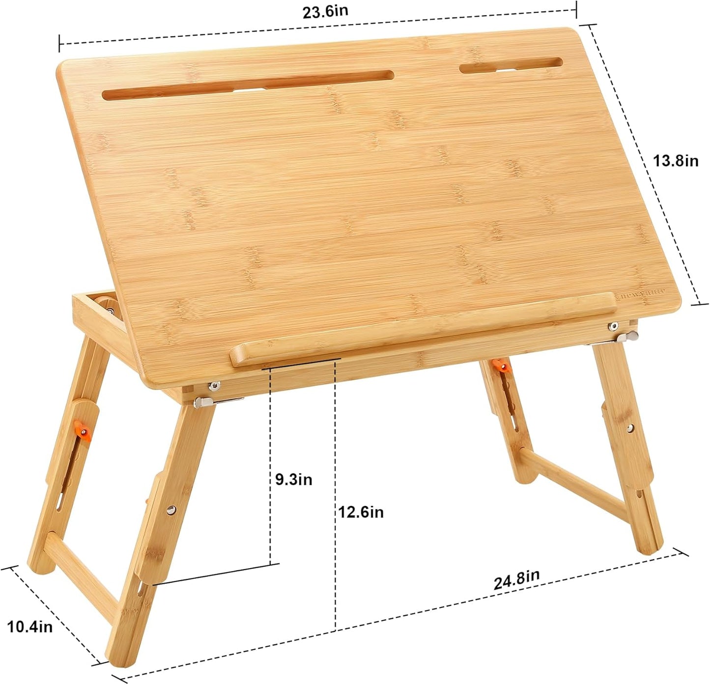 Nnewvante Drafting Table Bamboo Tabletop Easel Foldable Drawing Desk with Adjustable Height & Angle Drawing Board with Tablet and Phone Slots for Painting, Reading, Writing