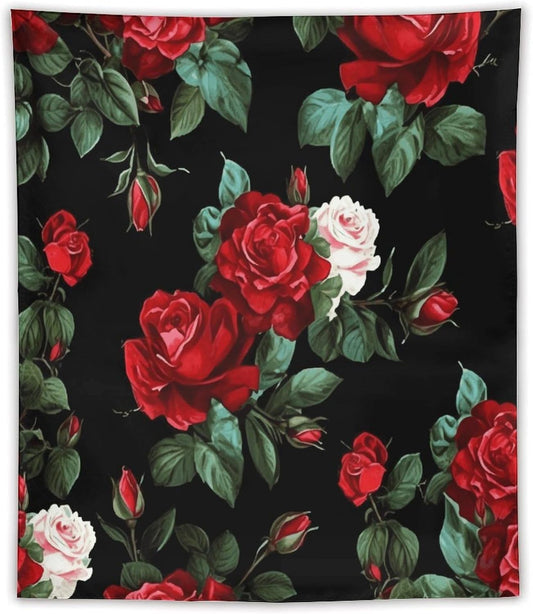 FodPand Beautiful Rose Gift Tapestry Anti-fading Wall Tapestry with Installation Kit Backdrop Banner Multipurpose Aesthetic Tapestries Boho Wall Art Hanging Decorative Blanket 50"x60"