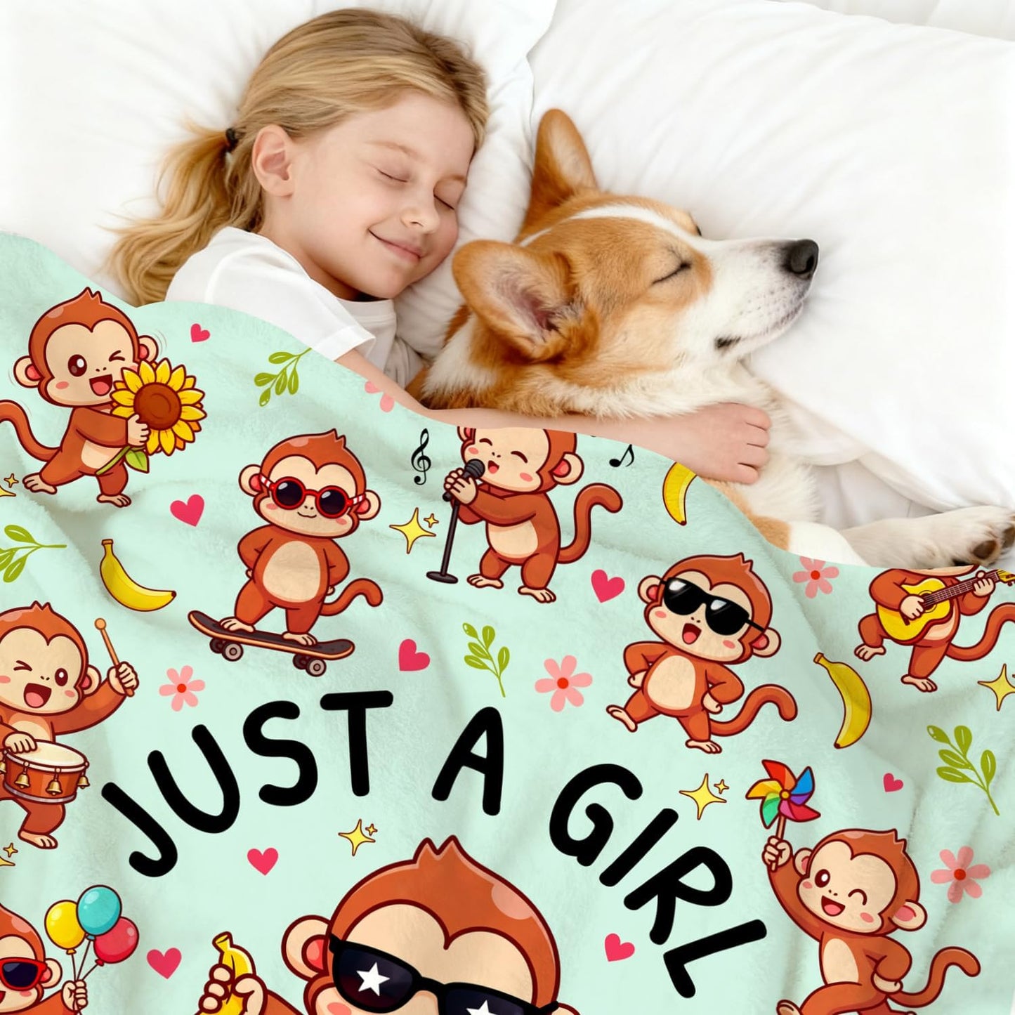 Monkey Blanket Gifts for Monkey Lovers Grils Women Cozy Flannel Monkeys Theme Throw Blankets Bedding Decor Gifts for Kids Adults 50"x40"