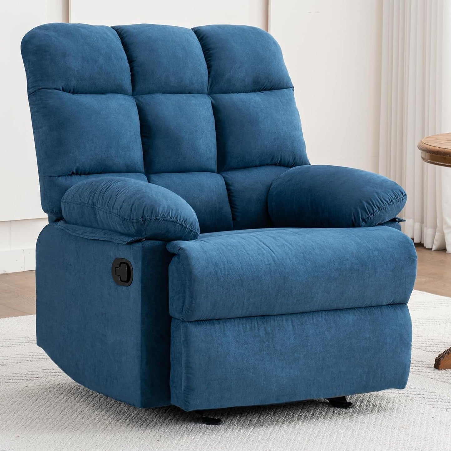 Oversized Elderly Power Lift Recliner Chair, Large Manual Recliner Sofa for Adults, Leisure Home Theater Seating Sofa with Massage and Heated(Blue)