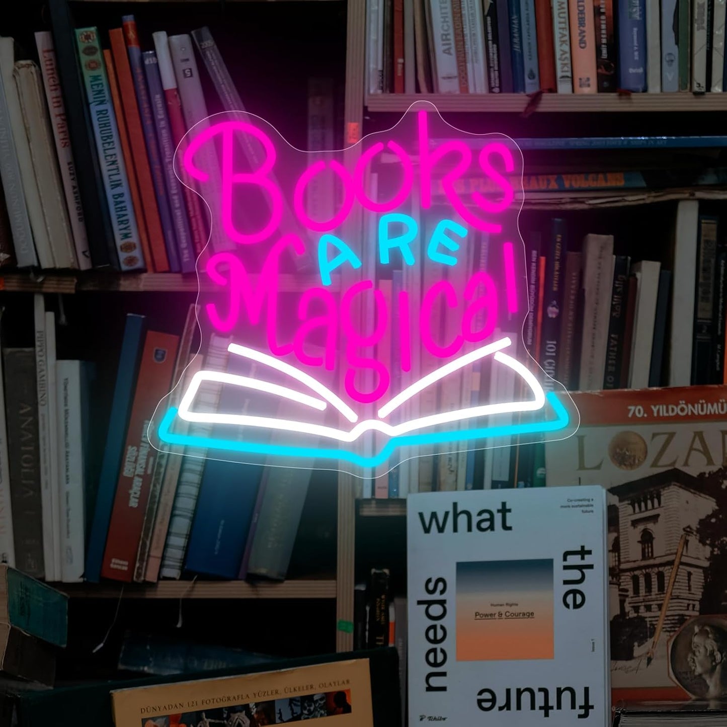 Books are Magical Neon Sign, Neon Signs for Wall Decor, Dimmable Led Signs for Bedroom, Light Up Signs for Classroom Reading Room Book Party Library Decoration Bookish Decor Gifts