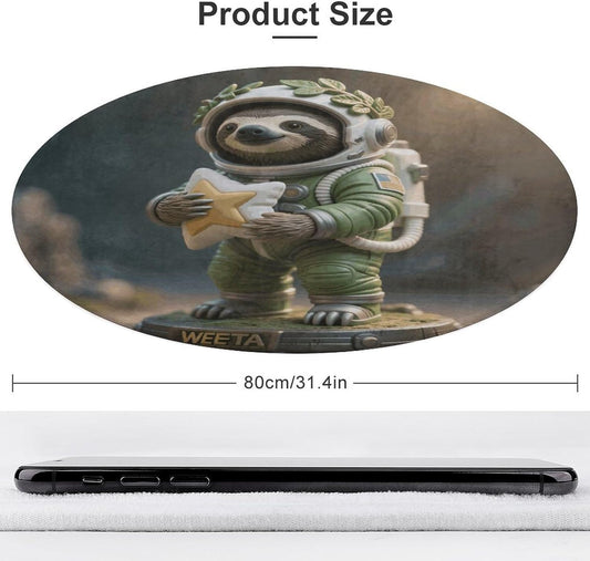 Coral Velvet Round Area Rug 2.5' Non-Slip TPR Backing Carpet 0.2 Inch Low Pile Sloth Astronaut Model Door Mat Washable Decorative Floor Rug for Bathroom Kitchen Entryway Home Decor