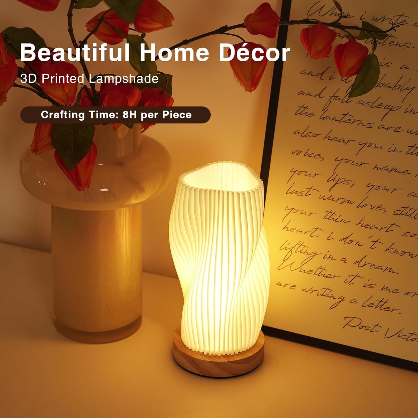 Table Lamp Bedside Lamps for Bedroom, Small Night Stands Desk Lamp, Mood Warm Cozy Lighting, Vintage Boho Cool Mid Century Modern Lamp, Aesthetic Accents Home Room Decor (Warm-A, Medium)