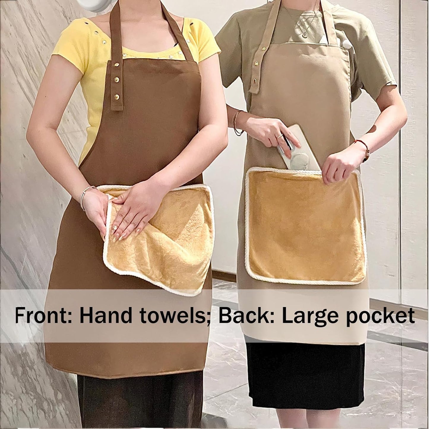 Apron with Towel, 2 Hand Towel & XL Pocket,for Art, Teaching, Kitchen, Cooking, Cleaning, Gardening, Home