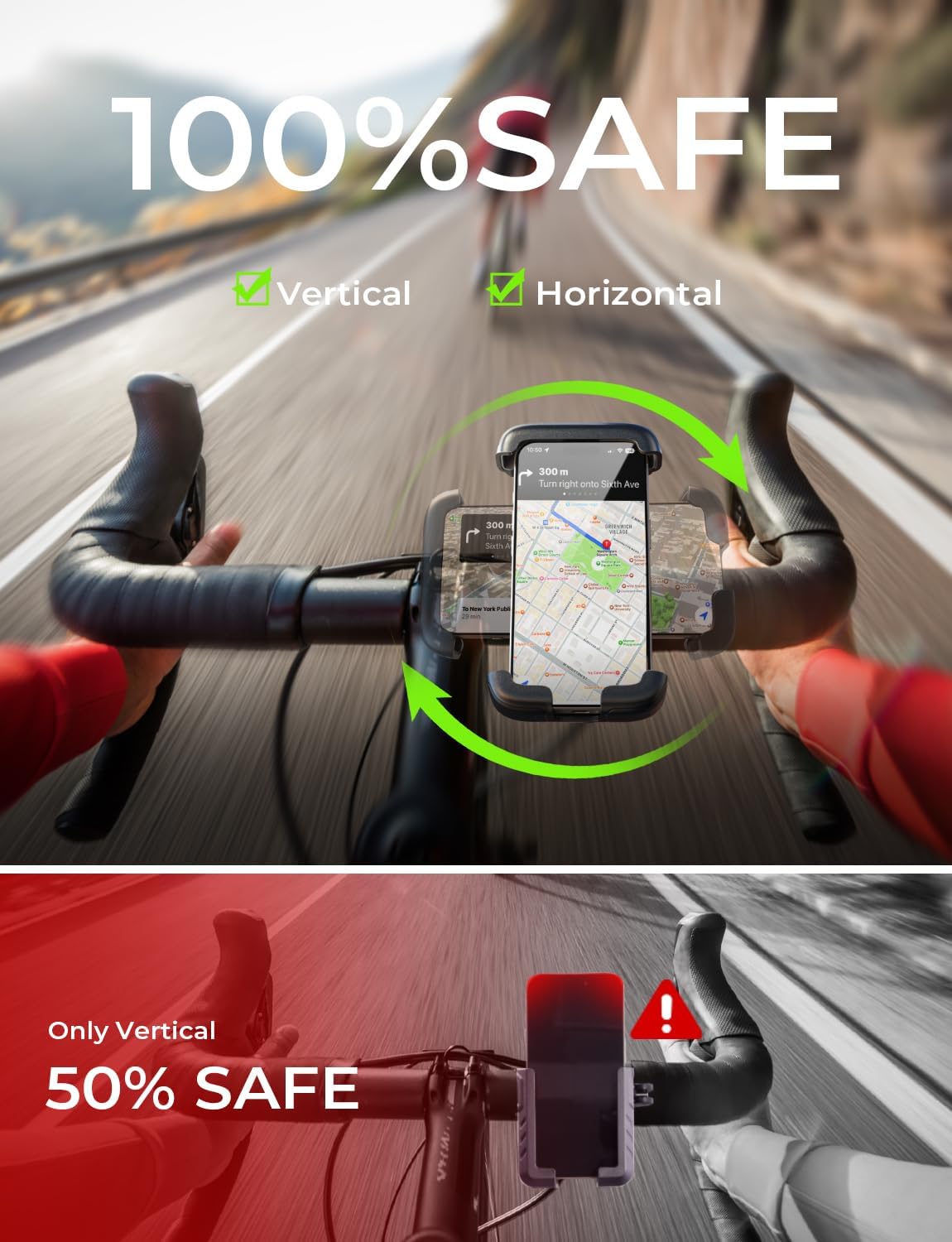 LISEN Bicycle Phone Mount [Super Easy Install] Cell Phone Holder for Bicycle Handlebar fit Adults Kids, [Ultra Stable] Ebike Bike Phone Holder Gear Accessories Compatible with iPhone Samsung Pixe Blue