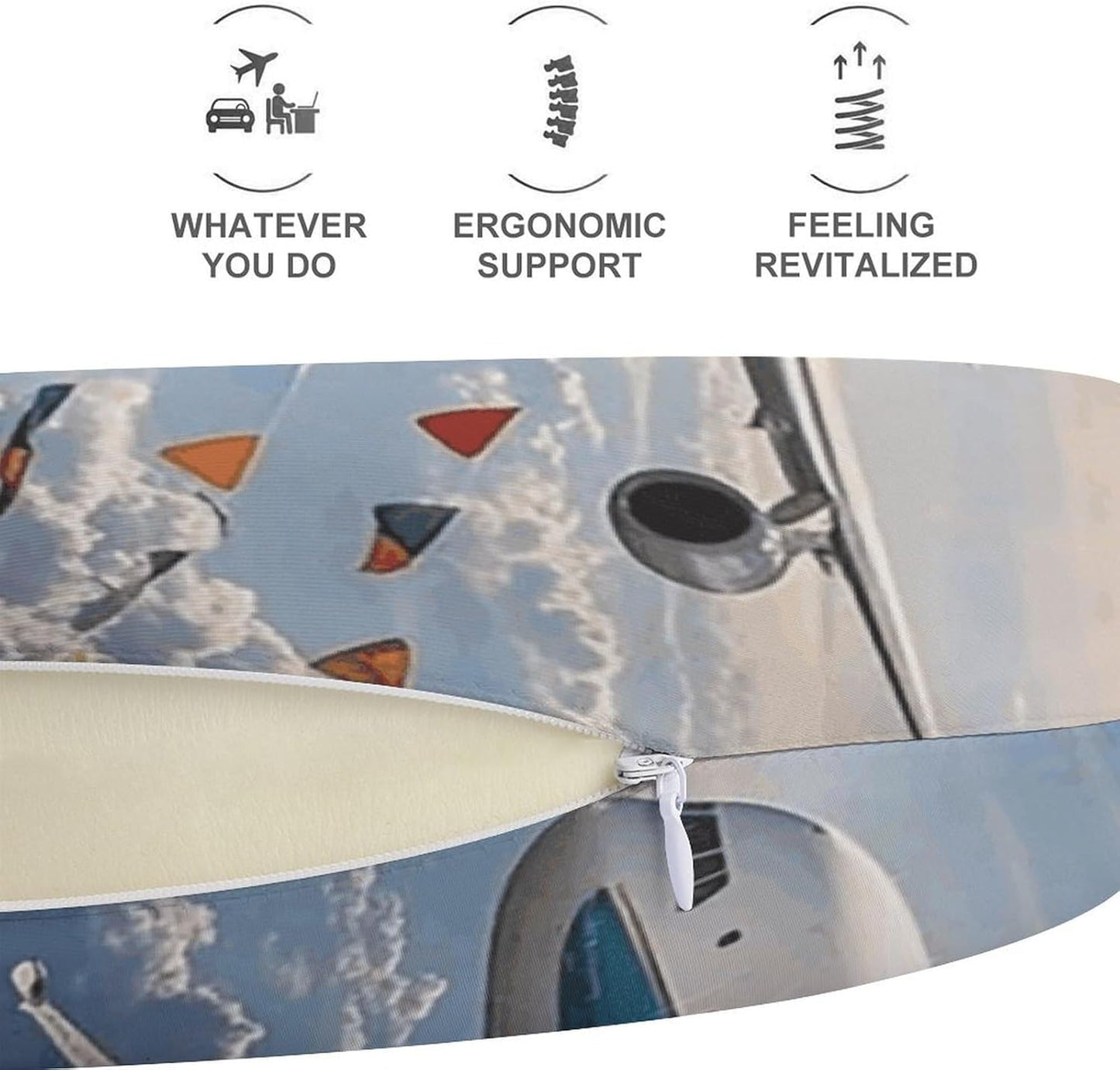 Airplane Neck Pillow Memory Foam U Shaped Pillows Portable Pillows for Shoulder Travel Head Support Pillow with Concealed Zipper for Airplane Car Home Office