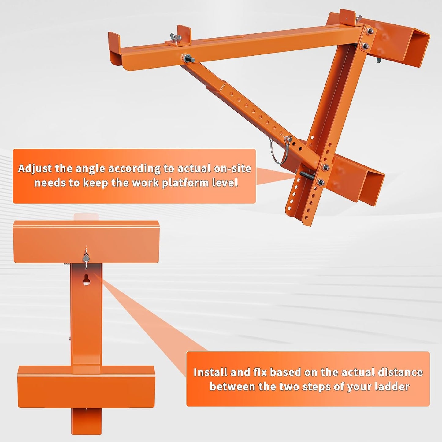 Ladder Jacks for Scaffolding Platform 2-Pack, Heavy-Duty Steel Ladder Jacks Scaffold Bracket, 350 lbs Capacity, Two-Rung Short Body Extension Ladder Jack for Roofing, Painting & Jobsite Use