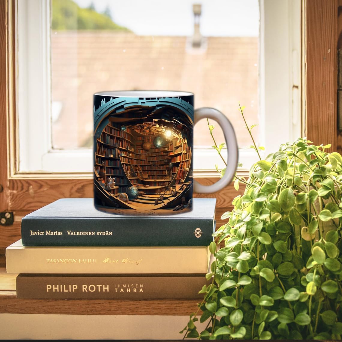 3D Shelf Library Coffee Cup - Librarian Cup Club Gifts for Readers (11oz, Blue)