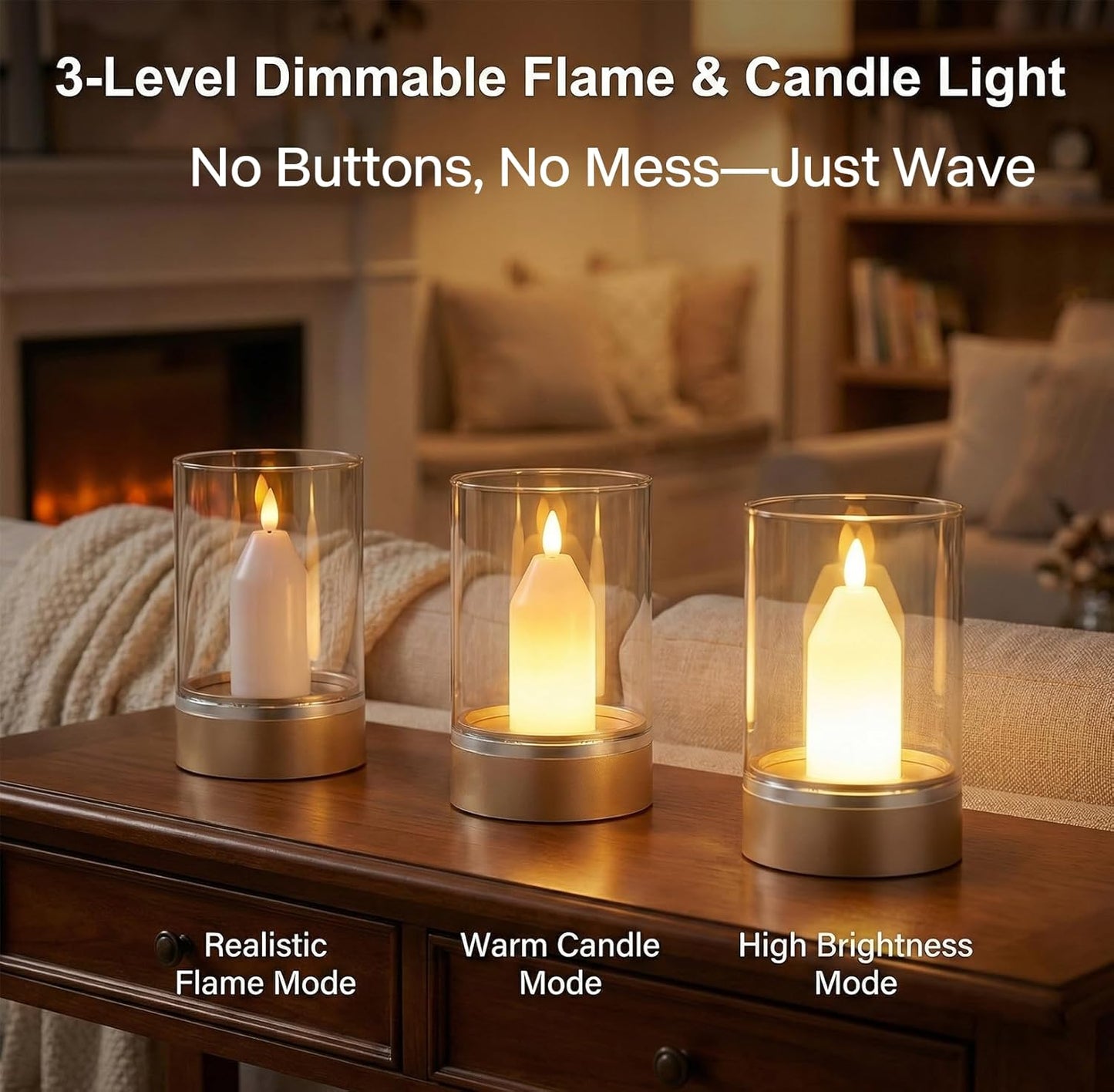 SENCU Cordless Table Lamp Rechargeable - Magic Gesture Control Bedside Lamp, 5200mAh Battery Operated Night Light, Stepless Dimmable Warm LED with Real Glass & Metal Base, Portable for Bedroom, Patio