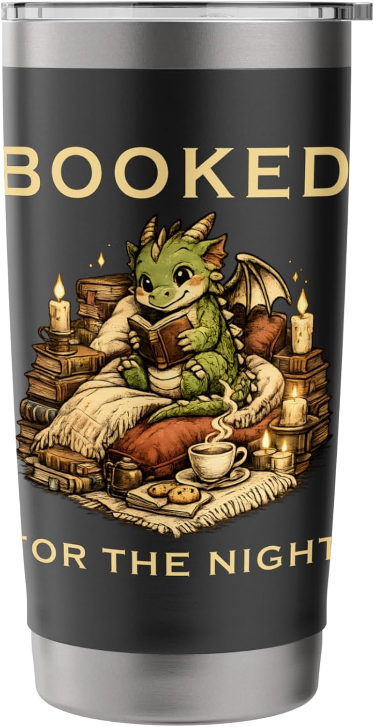 Booked For The Night Dragon Book Reader Stainless Steel Insulated Tumbler