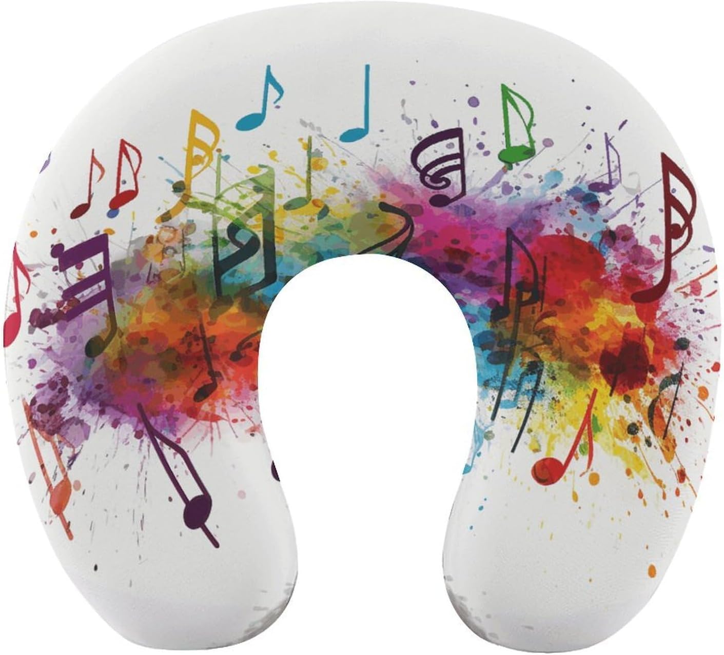 Colorful Music Neck Pillow Memory Foam U Shaped Pillows Portable Pillows for Shoulder Travel Head Support Pillow with Concealed Zipper for Airplane Car Home Office