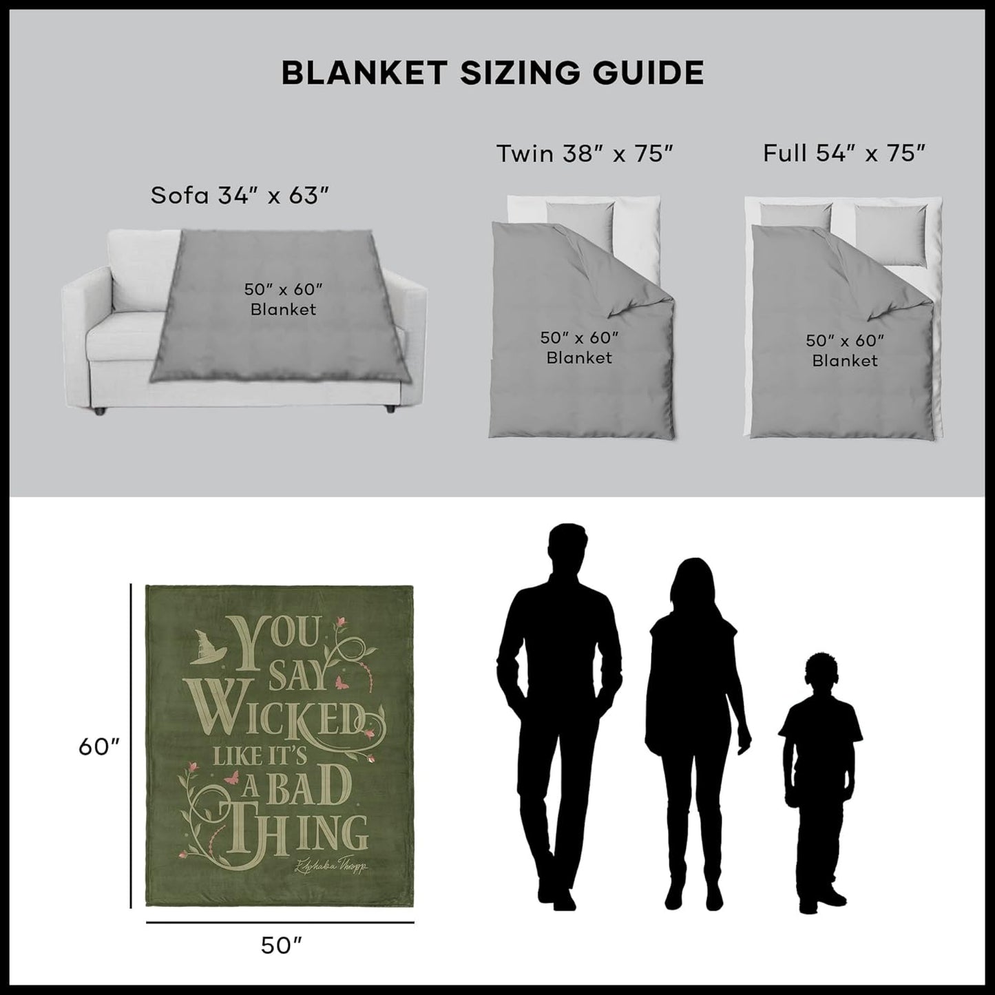 Northwest Wicked Say Wicked Silk Touch Throw Blanket 50x60 inches