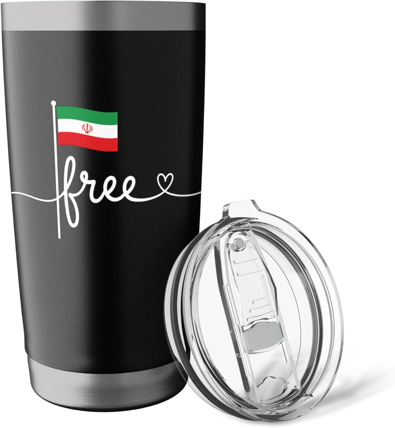 Free Iran Flag Cat Heart Script Women's Persian Pride Stainless Steel Insulated Tumbler