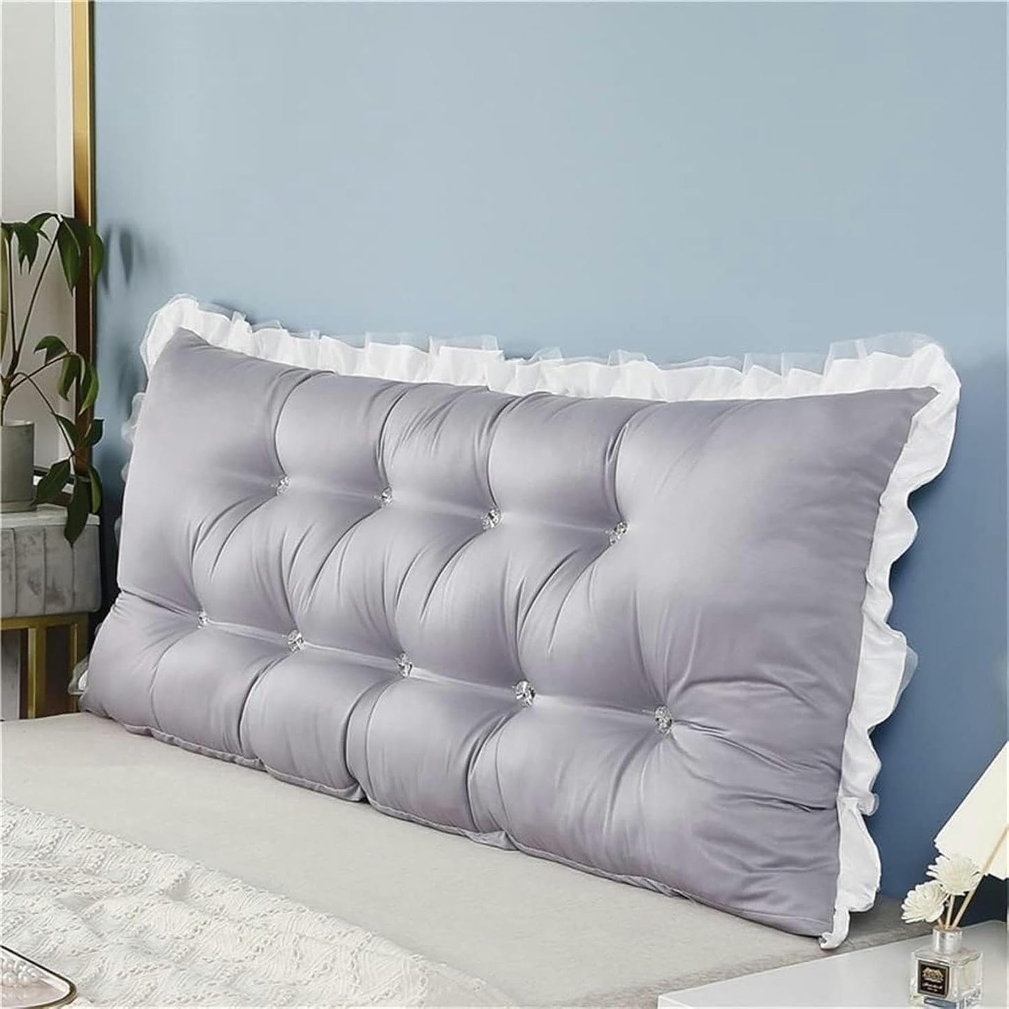 Large Reading Wedge Pillow, Daybed Bunk Bed Bolster Cushion Cotton Headboard Pillow Twin Full Bed Rest Headboard Cushion Bed Rest Pillows(Purple,180 * 50 * 15cm)