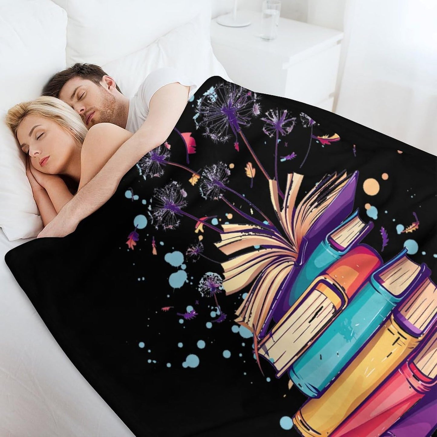 Dandelion Book Reading Fleece Blanket Soft Cozy Throw Blanket Couch Blanket for Home Living Room Decor 50"x60"