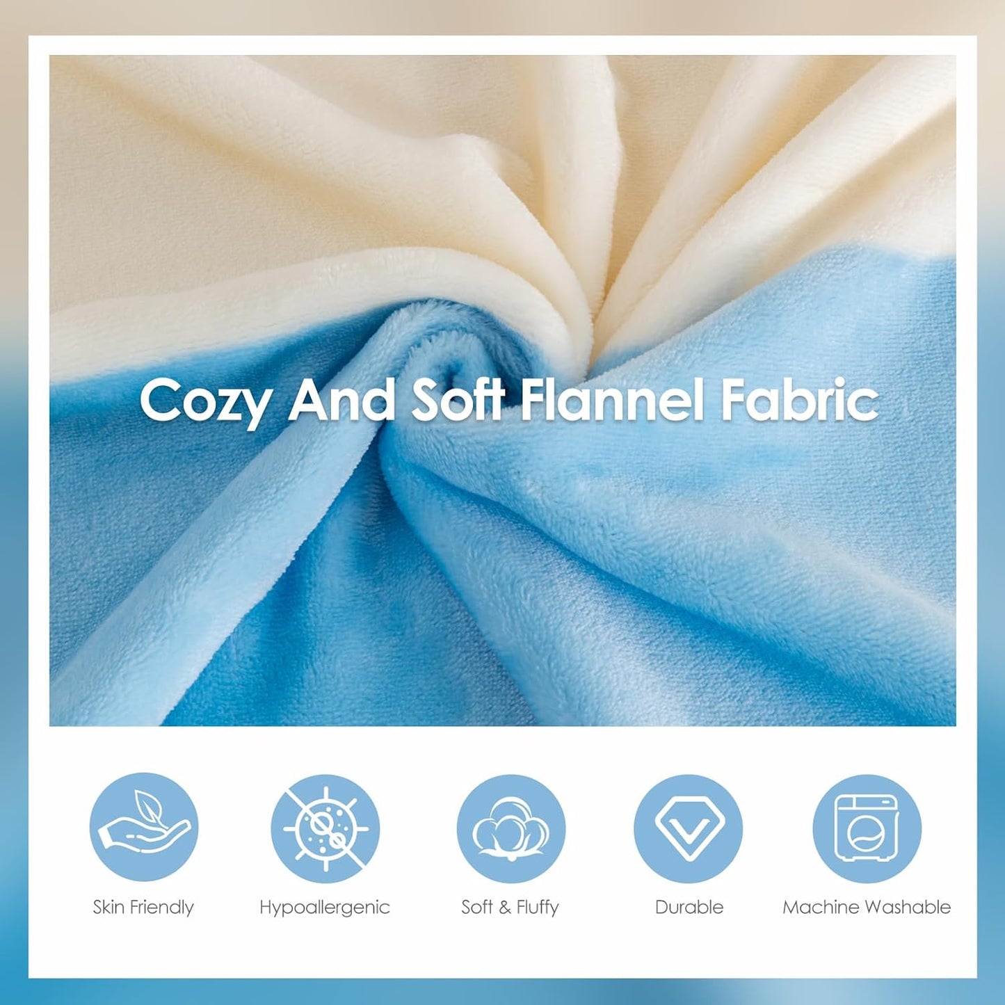 Homelike Moment Fleece Throw Blanket for Couch, Blue Soft Fluffy Blankets Throws, Fuzzy Cozy Plush Flannel Blanket for Sofa, Comfy Warm Lightweight Bed Blanket Striped (Light Blue, 50x60IN)