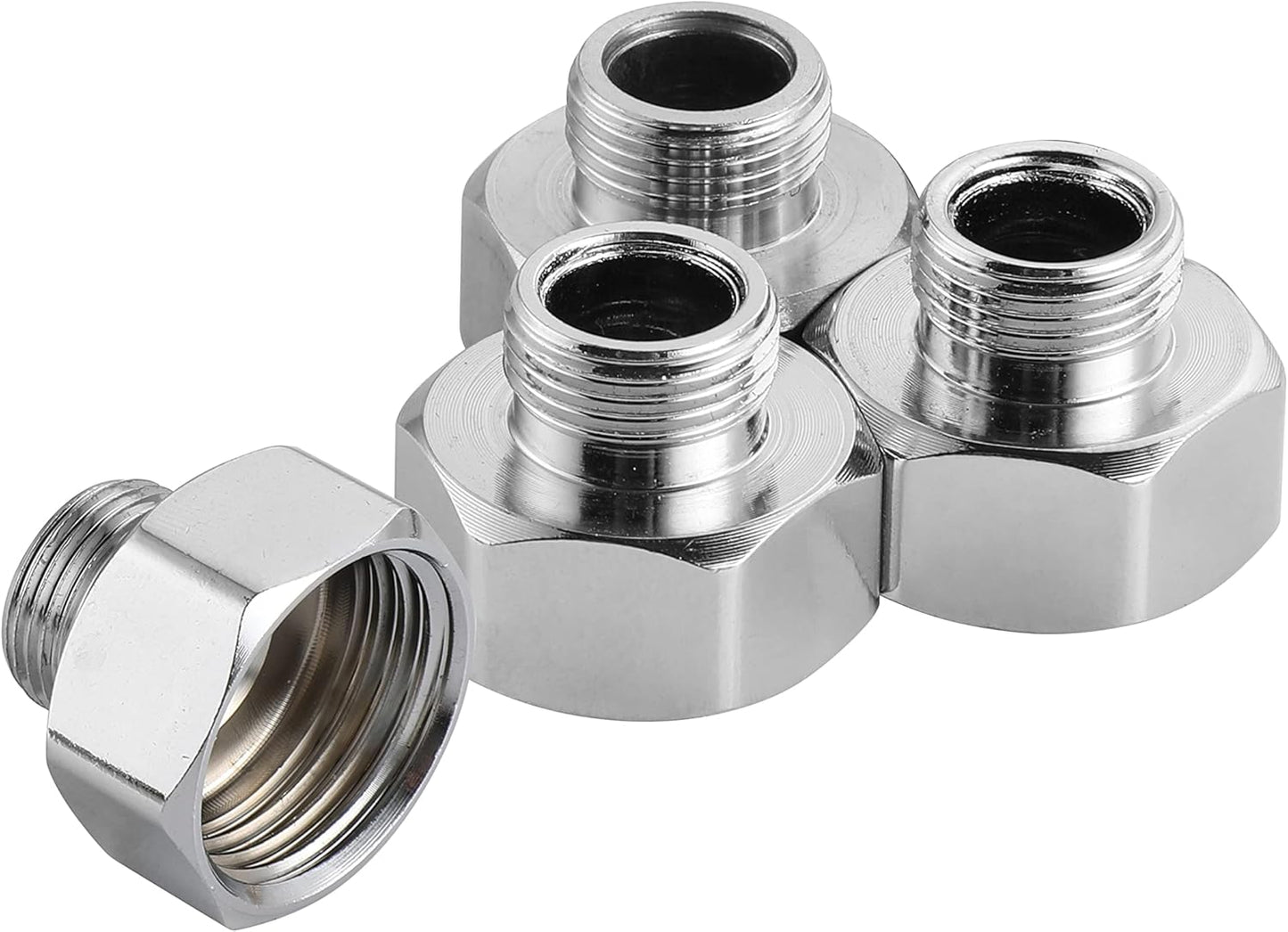 Water Line Adapter, 4 PCS Pipe Fittings in 1/2" Female to 3/8" Male Reducer Adapter, Compression Fitting for Kitchen Bathroom Faucet Supply Hose, Stop Valve Pipe Connector With Rubber Washer