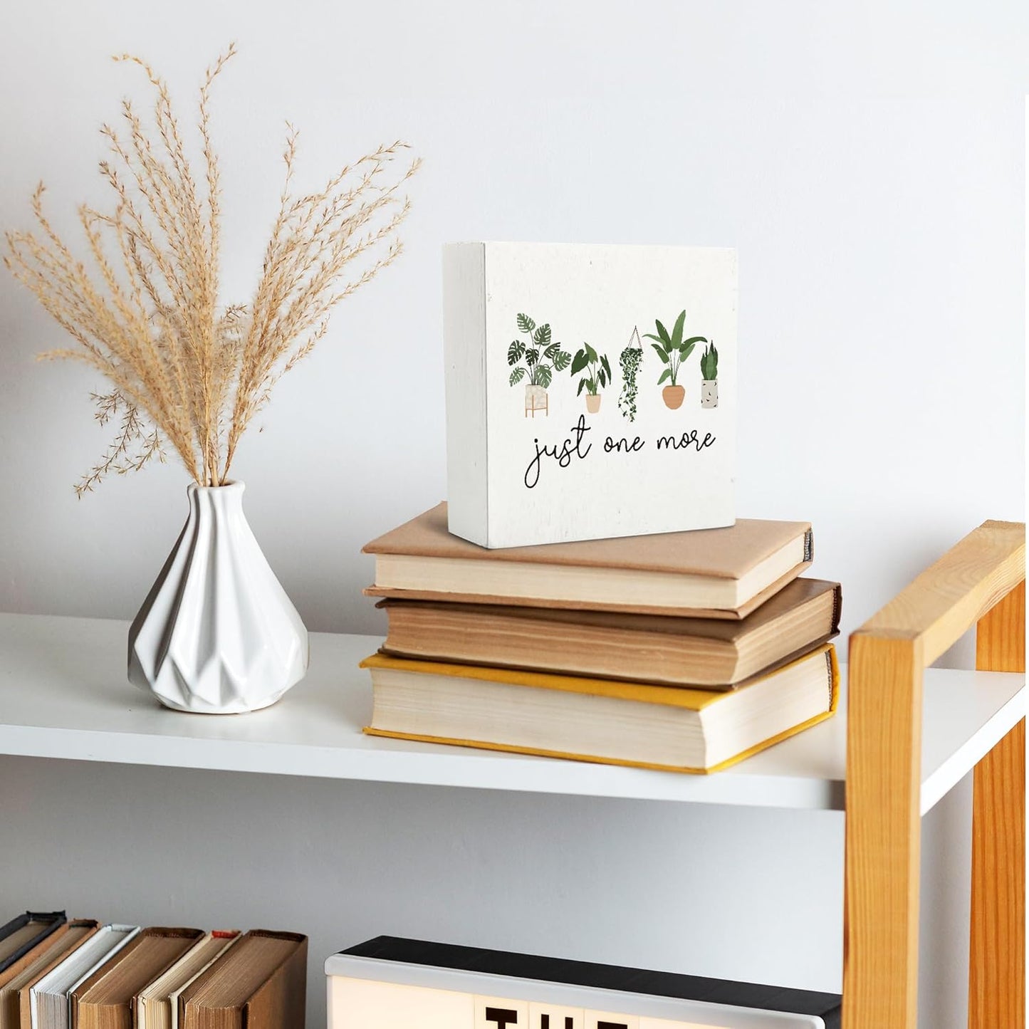 Just One More Plant Wooden Signs For Home Decor,Just One More Plant Sign,Just One More Plant Gardening Desk Decor Sign For Office School Bedroom Home Decoration 5 x 5 Inches
