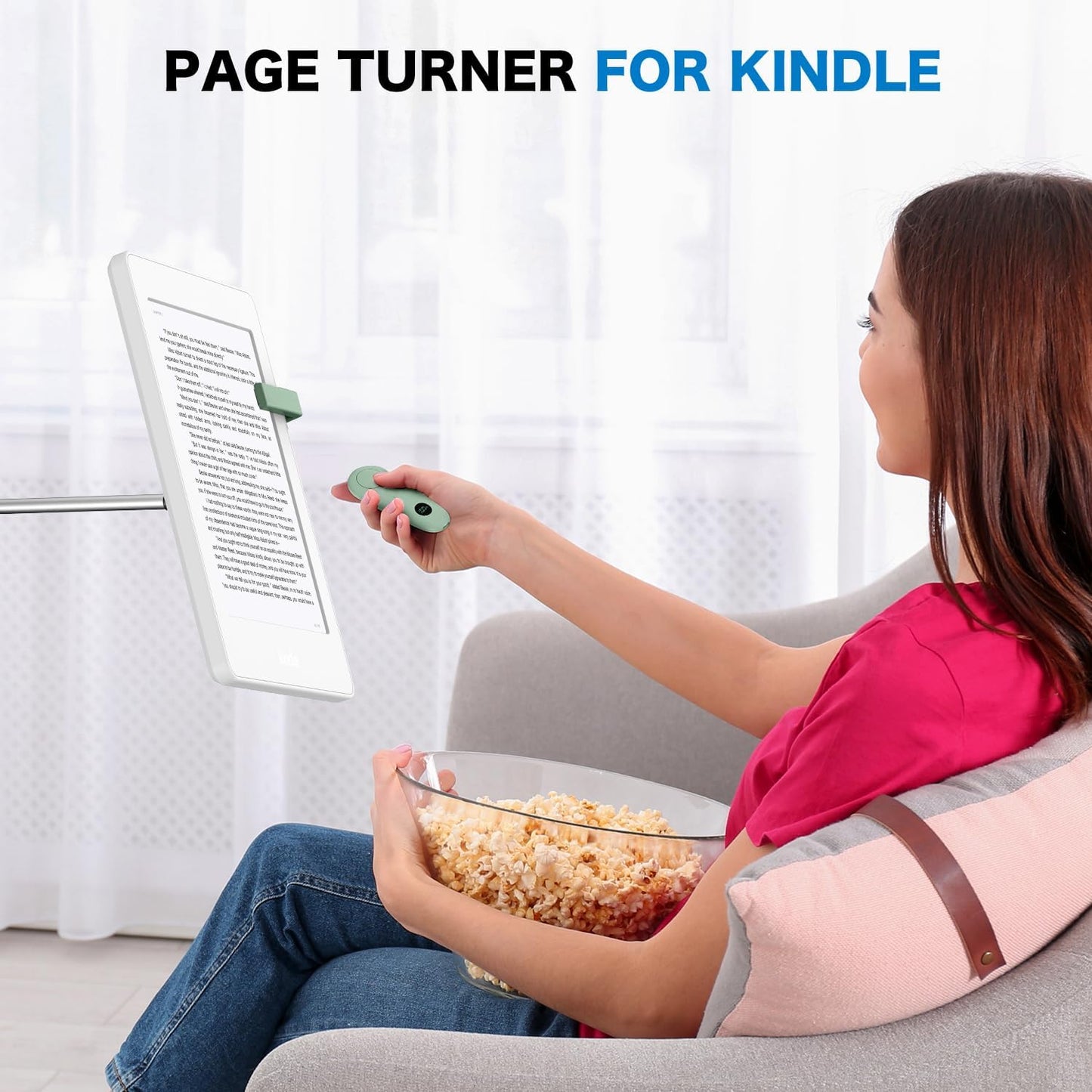 RF Remote Control Page Turner for Kindle Paperwhite Scribe Accessories, Page Turner Clicker for iPad Tablets Reading Novels Taking, Phone Camera Video Record Triggers Remote, Green