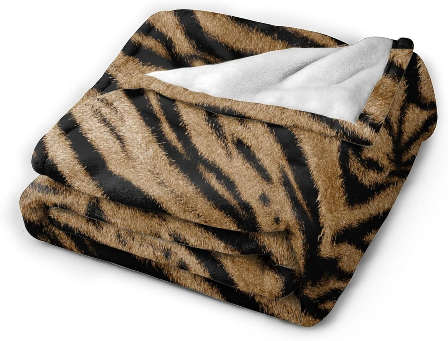 Tiger Print Throw Blankets All Season Ultra Soft Warm Fleece Blanket for Home Bed Sofa Couch Chair Outdoor Travel Camping 80x60 Inch