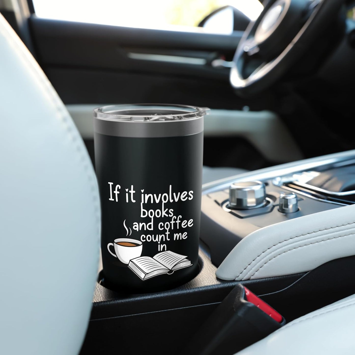 Books and Coffee Count Me In Reading Bookworm Design Stainless Steel Insulated Tumbler