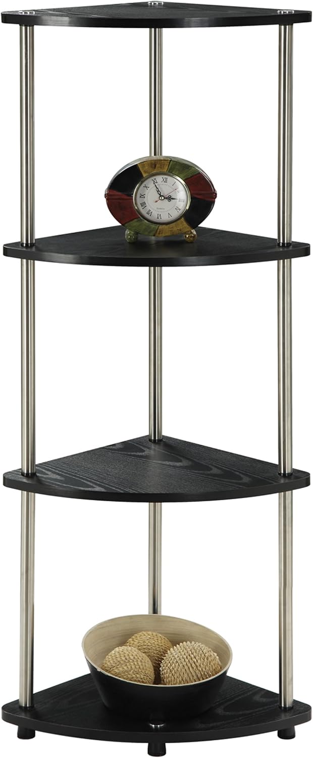 Convenience Concepts Designs2Go 4 Tier Corner Shelf, Black