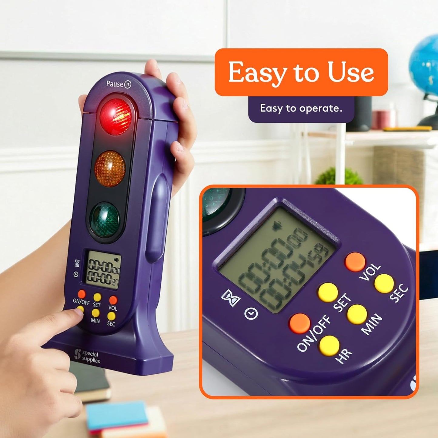 Special Supplies Stoplight Audio Visual Timer for Kids with Lights and Stopwatch Timer - Home and Classroom Timer for Time Management and Routines - Ages 3+