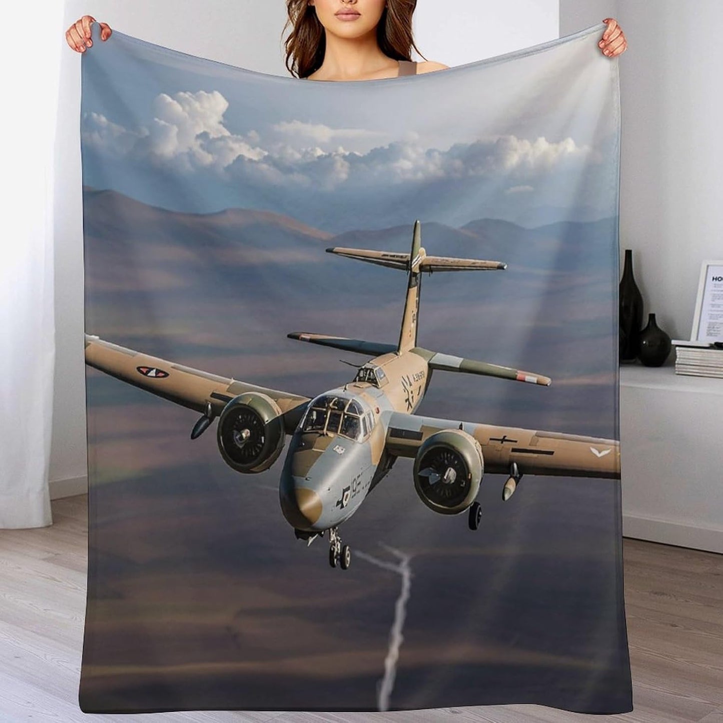 US Army Plane Blanket Super Soft Lightweight Throw Blanket Cute Cozy Warm Bed Blanket Decorative Fuzzy Blanket All-Season Home Decor Gift for Sofa Couch Living Room 50"*60"（130 * 150cm）