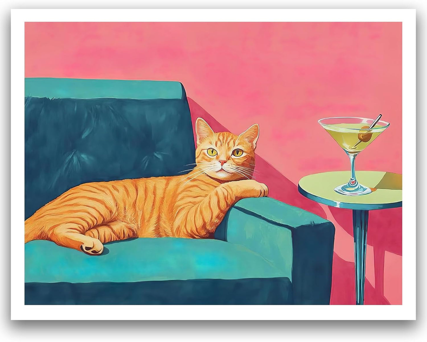 ZHGYGBN Cat Animal Wall Art Canvas Print 12x16 Inch, Lazy Cat Lying on Sofa Poster Unframed, Aesthetic Room Decor for Bathroom Bedroom Living Room, Gift for Women Animal Lovers