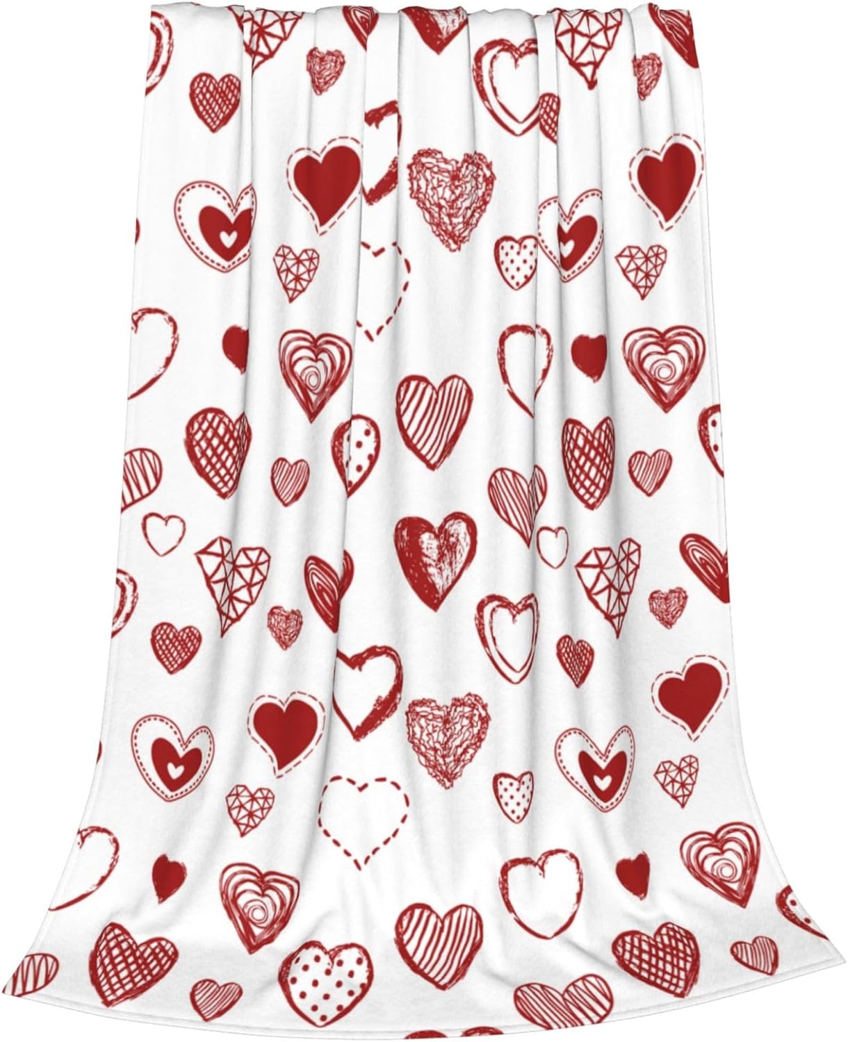 Valentine's Day Red Love Hearts Blanket, Lightweight Anti-Pilling Fleece Blanket, Wedding Anniversary Birthday Gifts for Wife Girlfriend, Soft Throw Blankets for Bed Couch Sofa Chair, 60 x 50 Inch