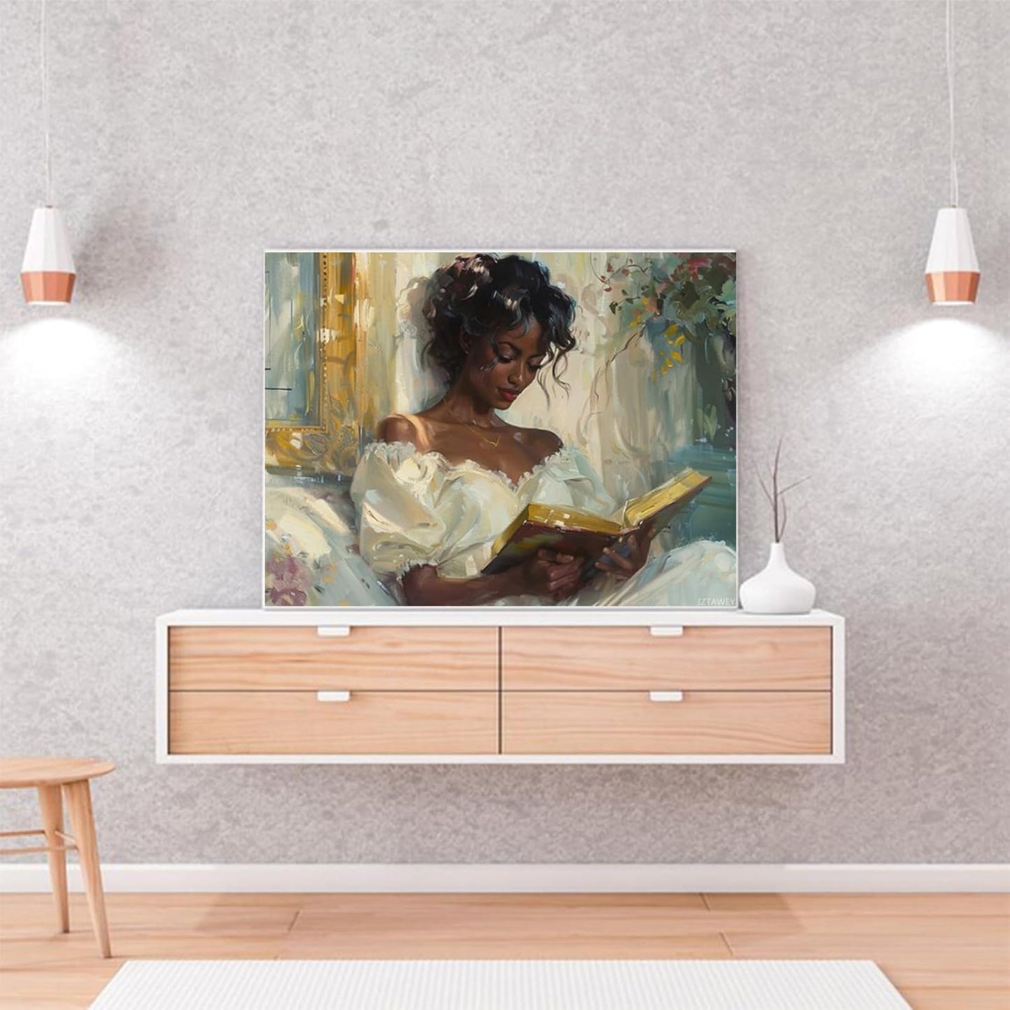 Vintage Female Portrait Reading A Book Poster African American Wall Art Retro Black Woman Canvas Print Famous Oil Painting Library Wall Art For Living Room Bedroom Decor Posters Unframed 12x16inch