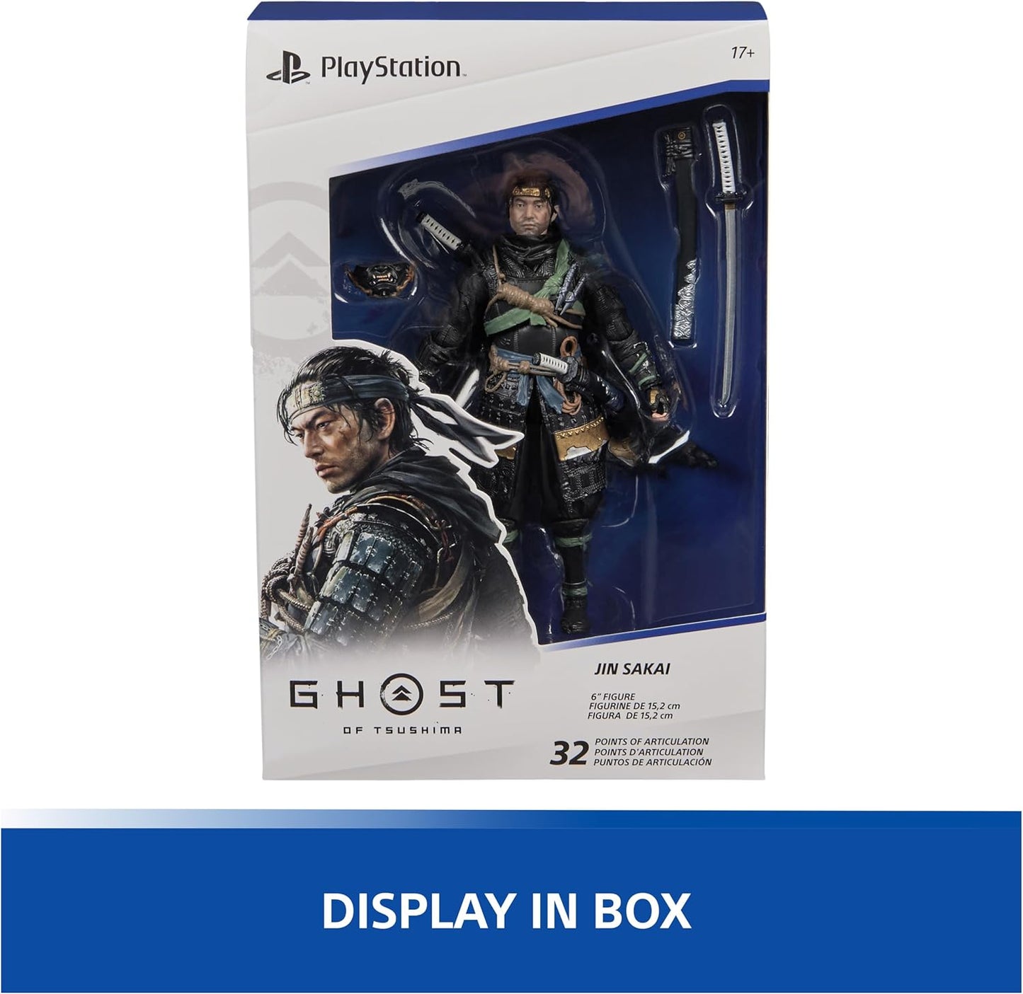 PlayStation, Ghost of Tsushima, 6” Jin Sakai Samurai Action Figure & 2 Accessories, The Shapes Collection, for PS5 Fans & Collectors Ages 17+
