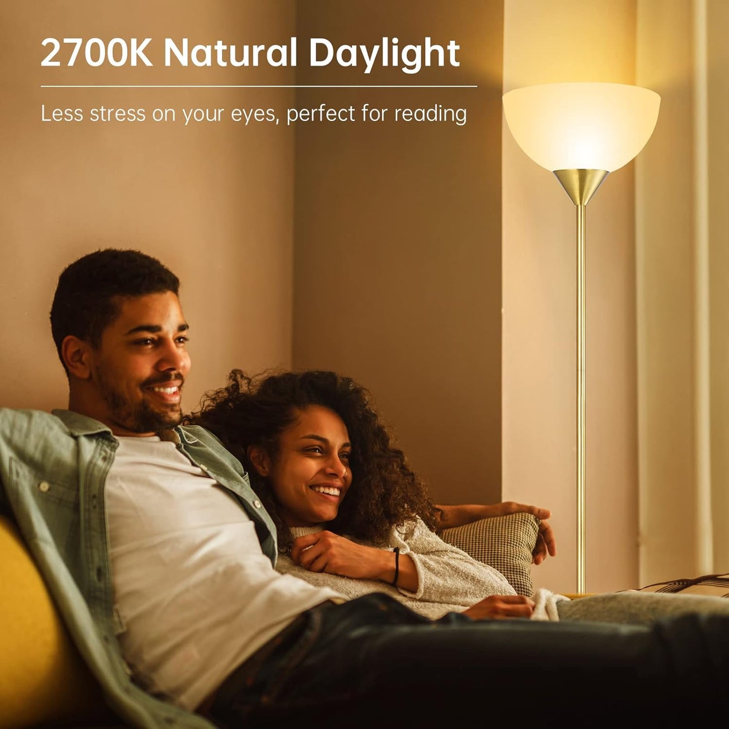 BoostArea Floor Lamp, 12W LED Standing Lamp, 70.1” Tall Lamp, Replacement LED Bulbs, 2700K Warm White, Eye-Caring, Torchiere Floor Lamps for Bedroom, Living Room, Office, Reading