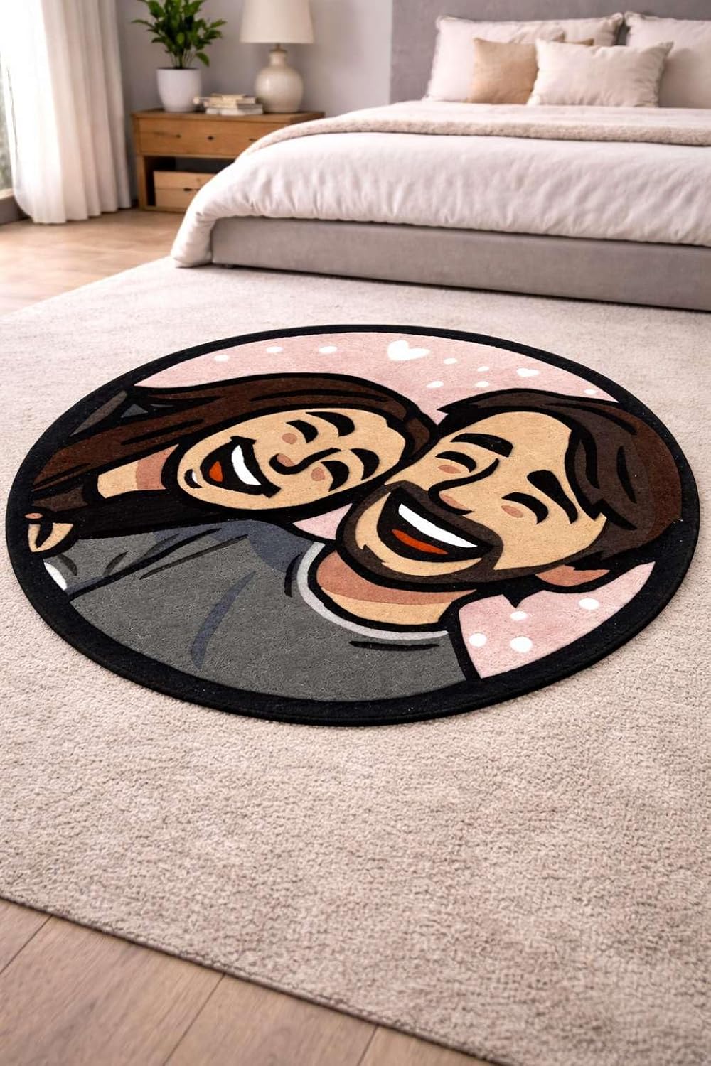 Custom Cartoon Face Round Area Rug, Soft Plush Circle Floor Rug for Kids Room Bedroom Nursery, Non Slip Backing, Cute Decorative Indoor Carpet for Playroom, Modern Printed Round Rug -3" (Round)