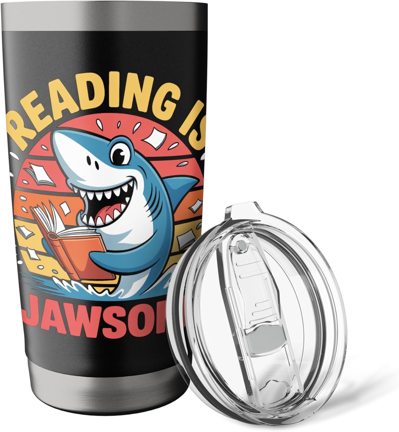 Reading Is Jawsome Shark reading Stainless Steel Insulated Tumbler