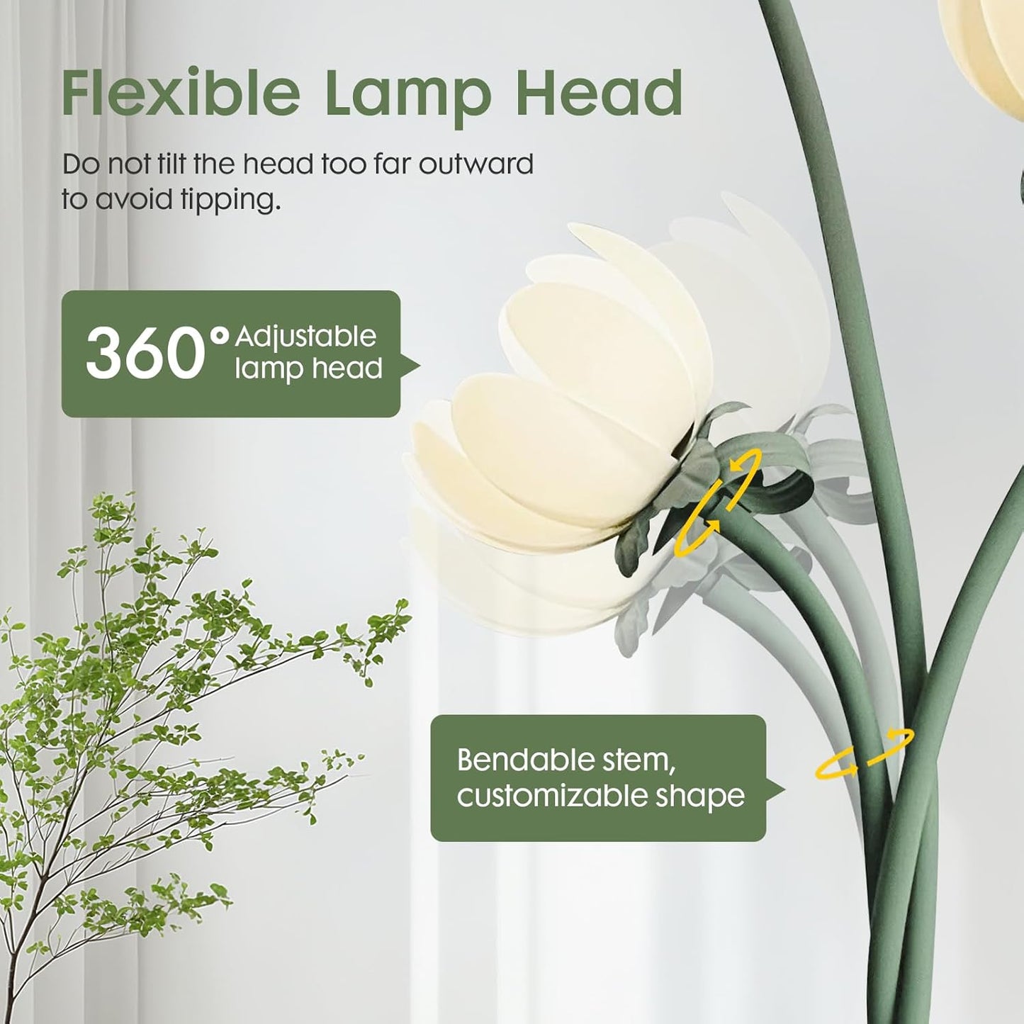 Vintage Floral Floor Lamp with 3 Adjustable LED Heads, Green Standing Lotus Light for Living Room Bedroom, 67" Tall Artistic Metal Lamp with Petal Shades, Foot Switch, LED Bulbs Included