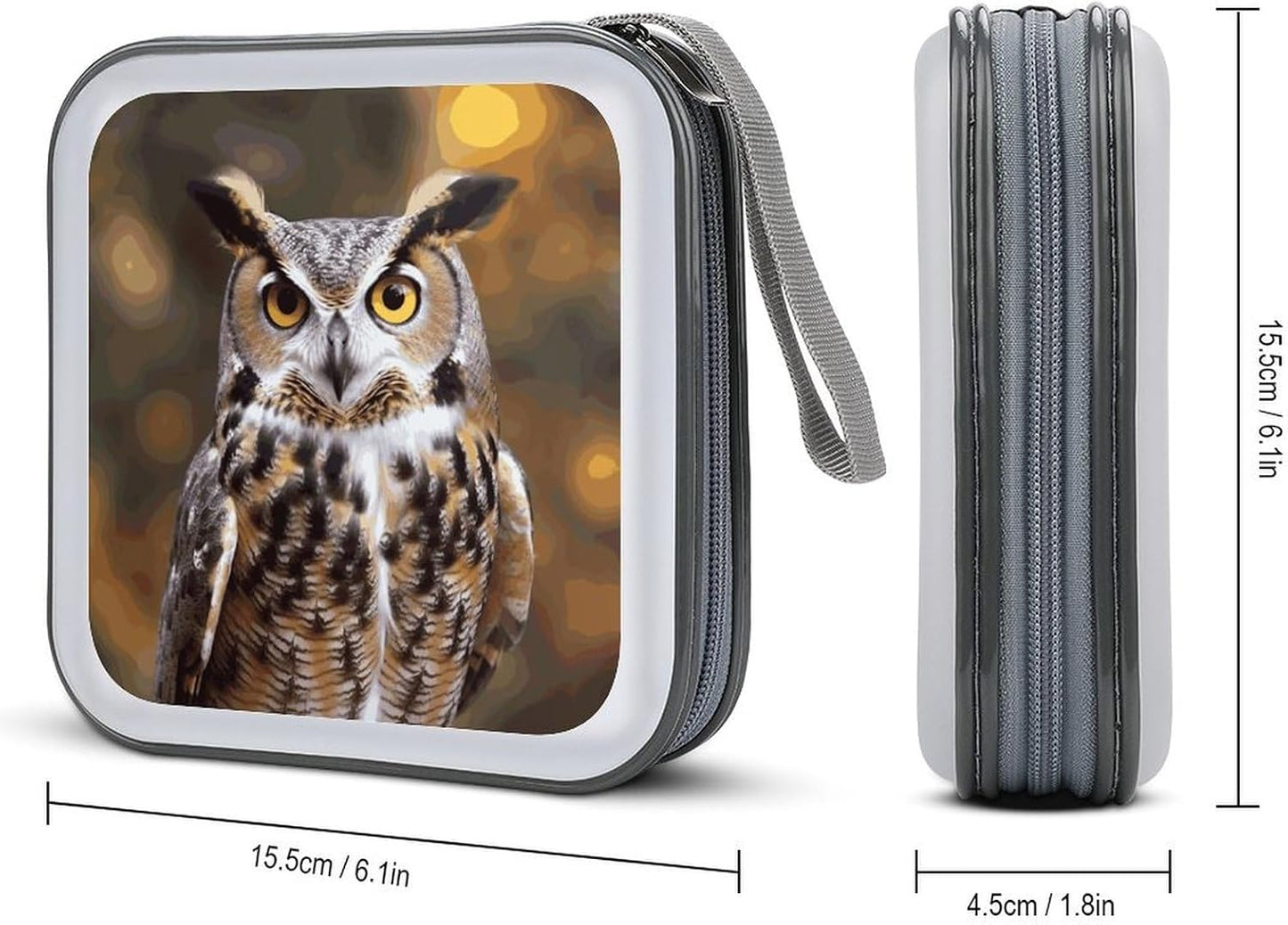 Owl Birds CD Case 40 Capacity Case Zipper CD Collection Bag with Handles Cover DVD Storage Hard Plastic DVD Disc Cases Storage Binder for Car Home Office Travel
