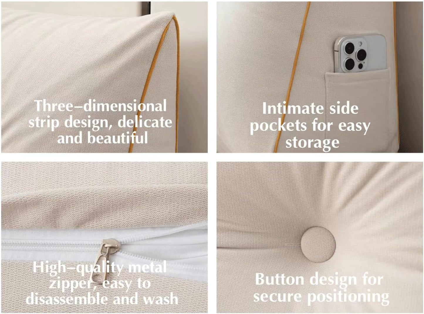Back Cushion for Bed Couch Reading Cushion, Wedge Cushion Headboard Bed, Cushion Bed Backrest, Book Cushion Lumbar Cushion Bed, Support Cushion for Reading(Size:120x50x20cm,Color:White)