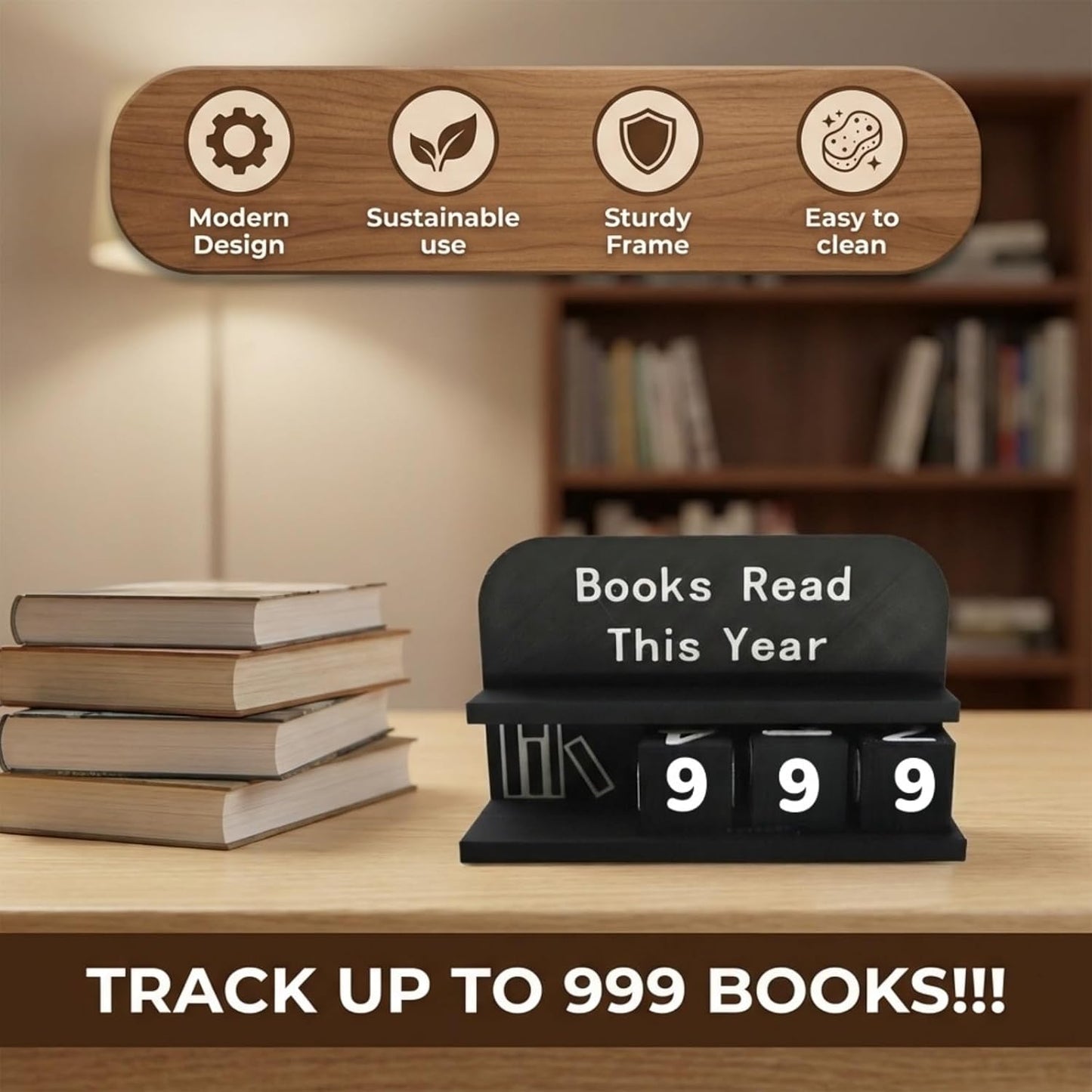 Books Read This Year Counter，3D Printed Book Counter，Book counters are Used to Decorate Bookshelves and desks, displaying Reading Goals, Reading Challenge Gifts, and Presents for Readers