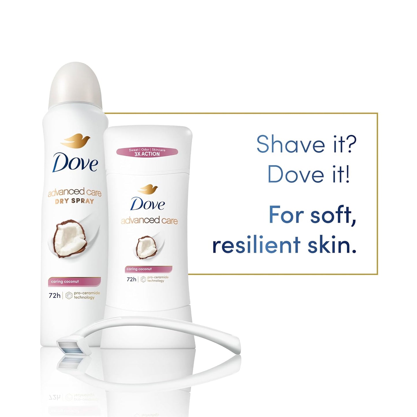 Dove Advanced Care Antiperspirant Caring Coconut, 2 Count Deodorant Stick for Women, for 48 Hour Protection And Soft And Comfortable Underarms, 2.6 oz