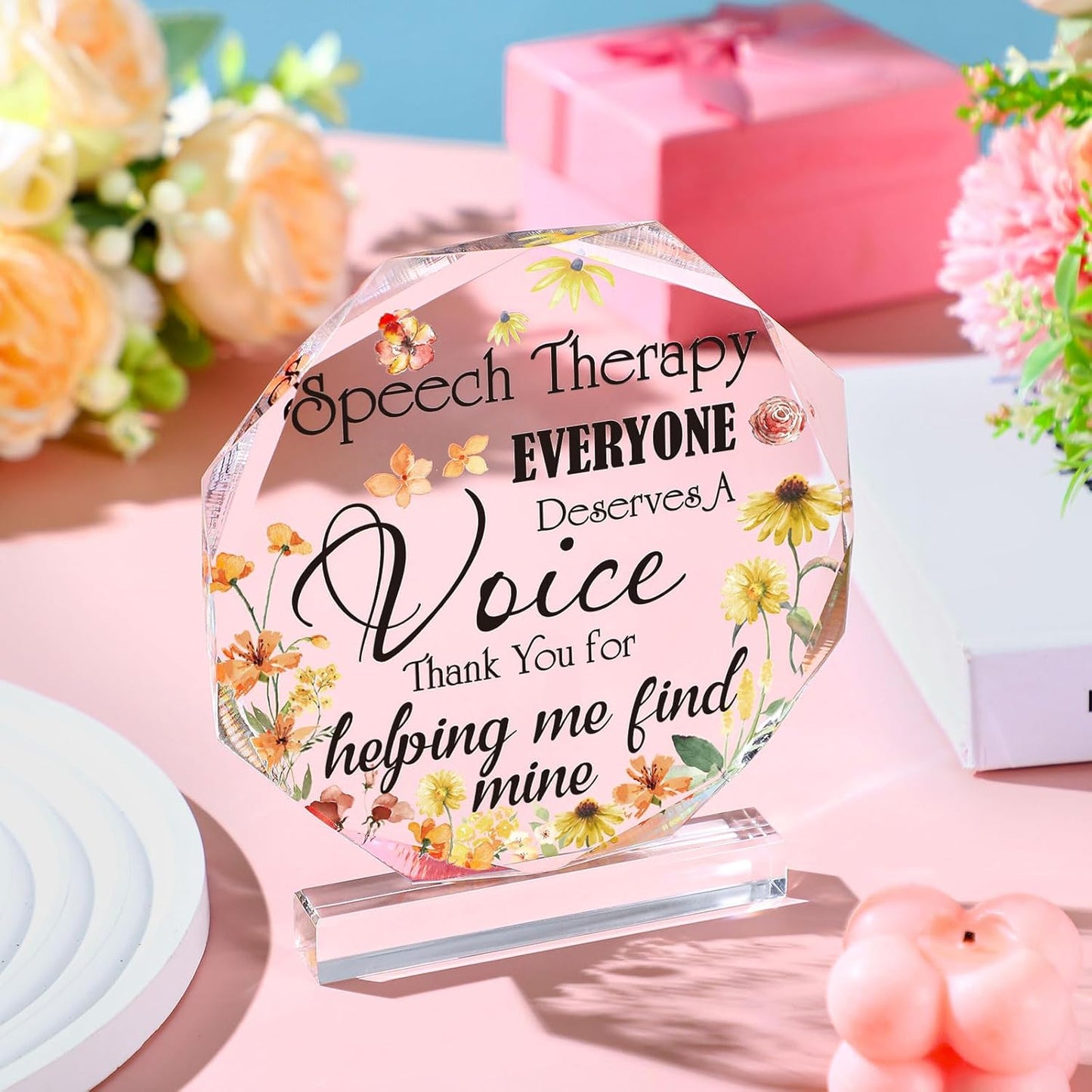 Speech Therapist Gifts Acrylic Desk Gifts Decor Sign Teacher Appreciation Thank You Plaque for Women Men Birthday Retirement Plaque Present for Friends Coworkers Bosses Home Office