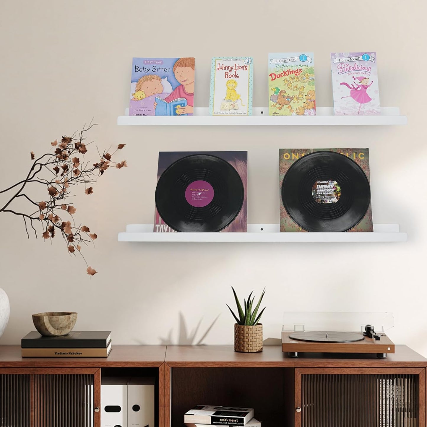 Floating Shelves for Wall, 36 inch White Floating Shelves for Wall 2-Pack, Solid Wood Long Picture Ledge Shelf with Enhanced Lip Design for Bedroom Living Room Bathroom