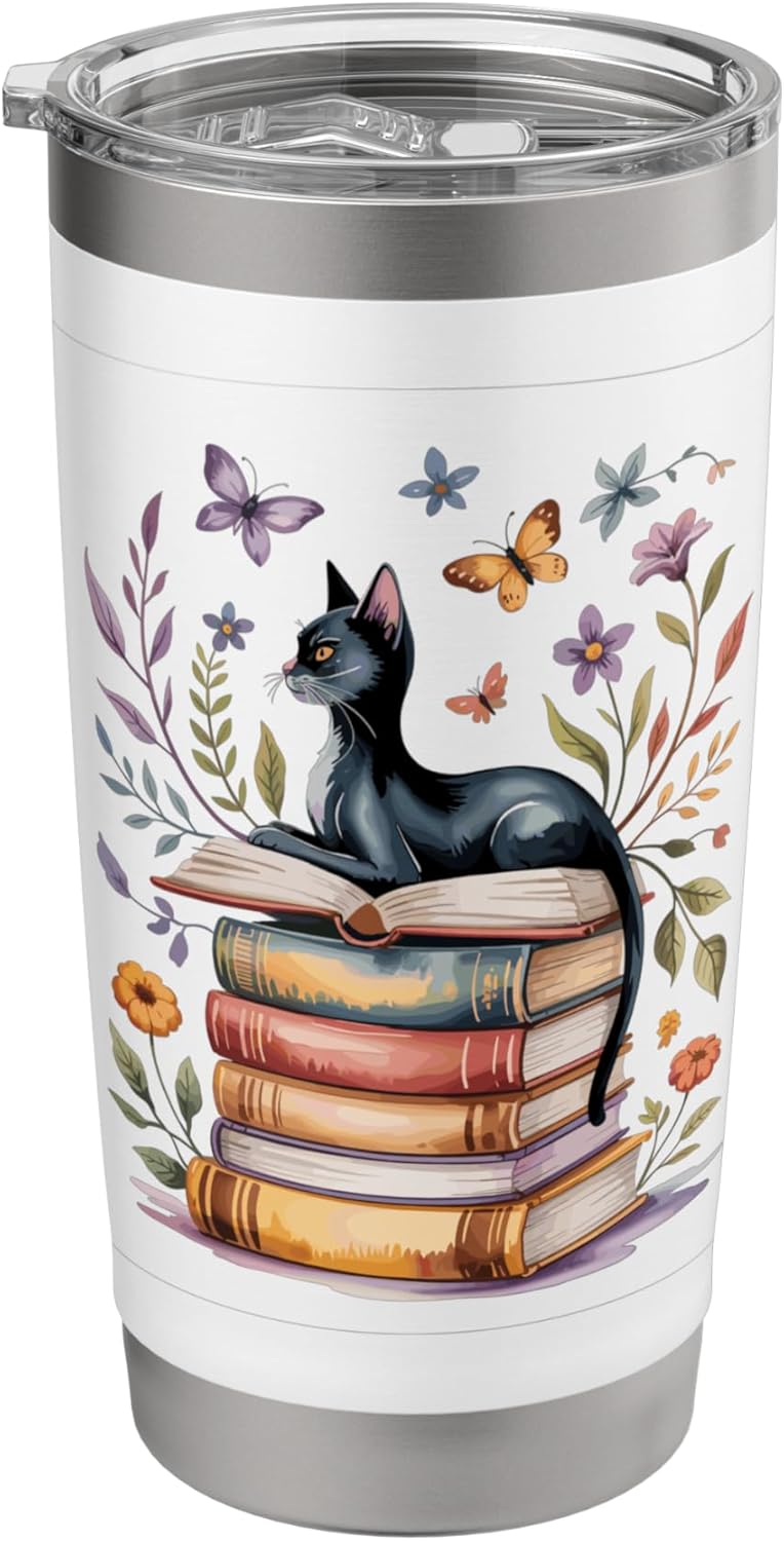 Just One More Chapter Reading Dark Romance Cat Book Lover Stainless Steel Insulated Tumbler