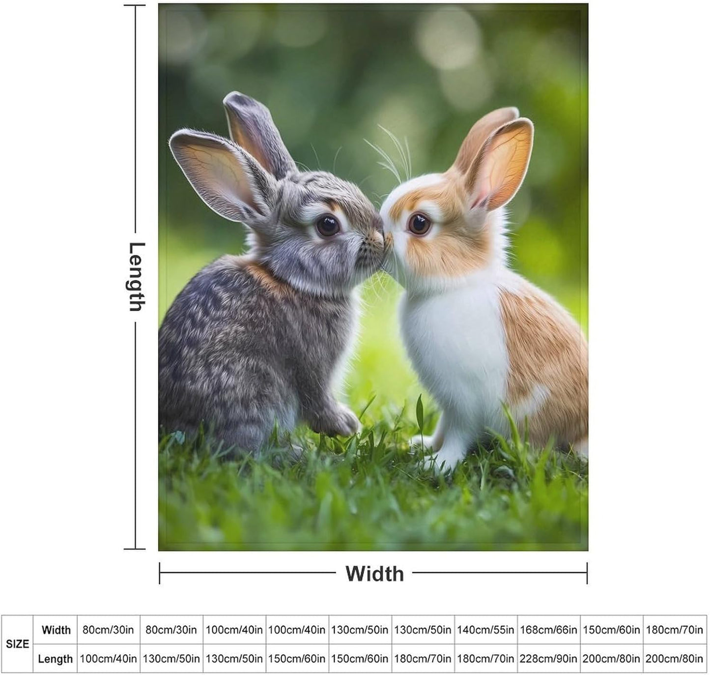 Rabbit Couple Kiss Throw Blanket for Couch Bed Plush Cozy Fuzzy Flannel Blanket for All Season 50"x60"