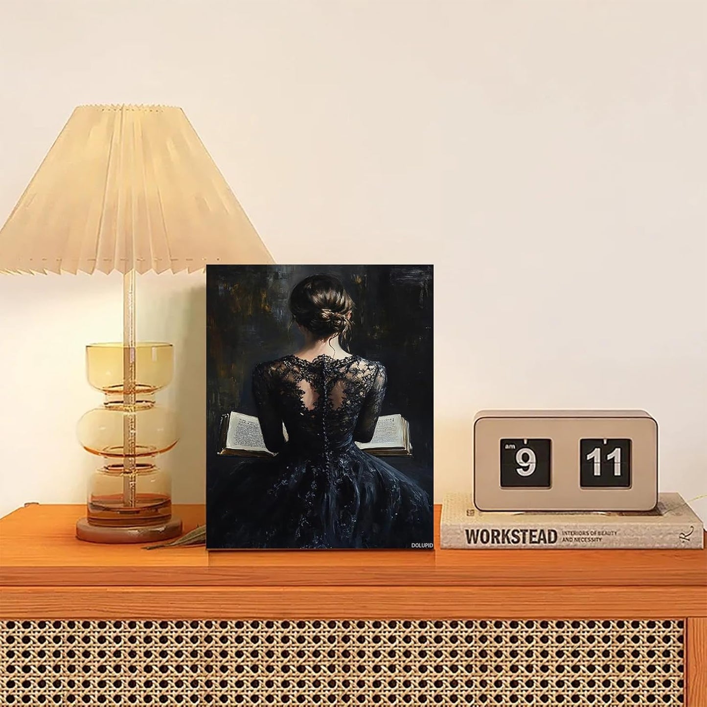 Dark Academia Wall Art Print, Vintage Victorian Woman Portrait Oil Painting Reading in Book Library Reading Room Poster, Aesthetic Bookish Painting, Moody Wall Decor, Book Lover Gift, 8x10inch Framed